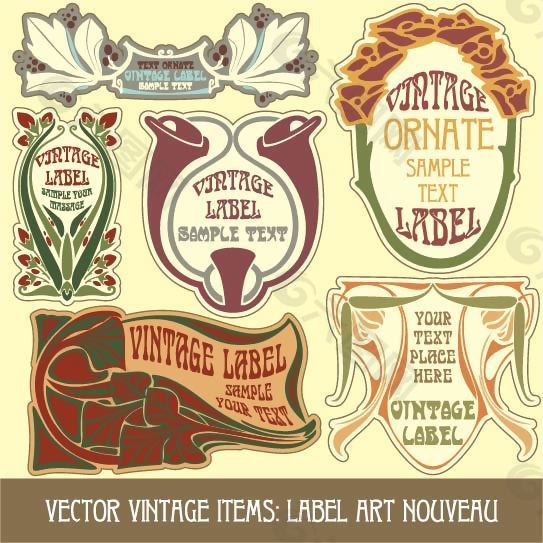 时尚欧式古典标签贴纸图片下载