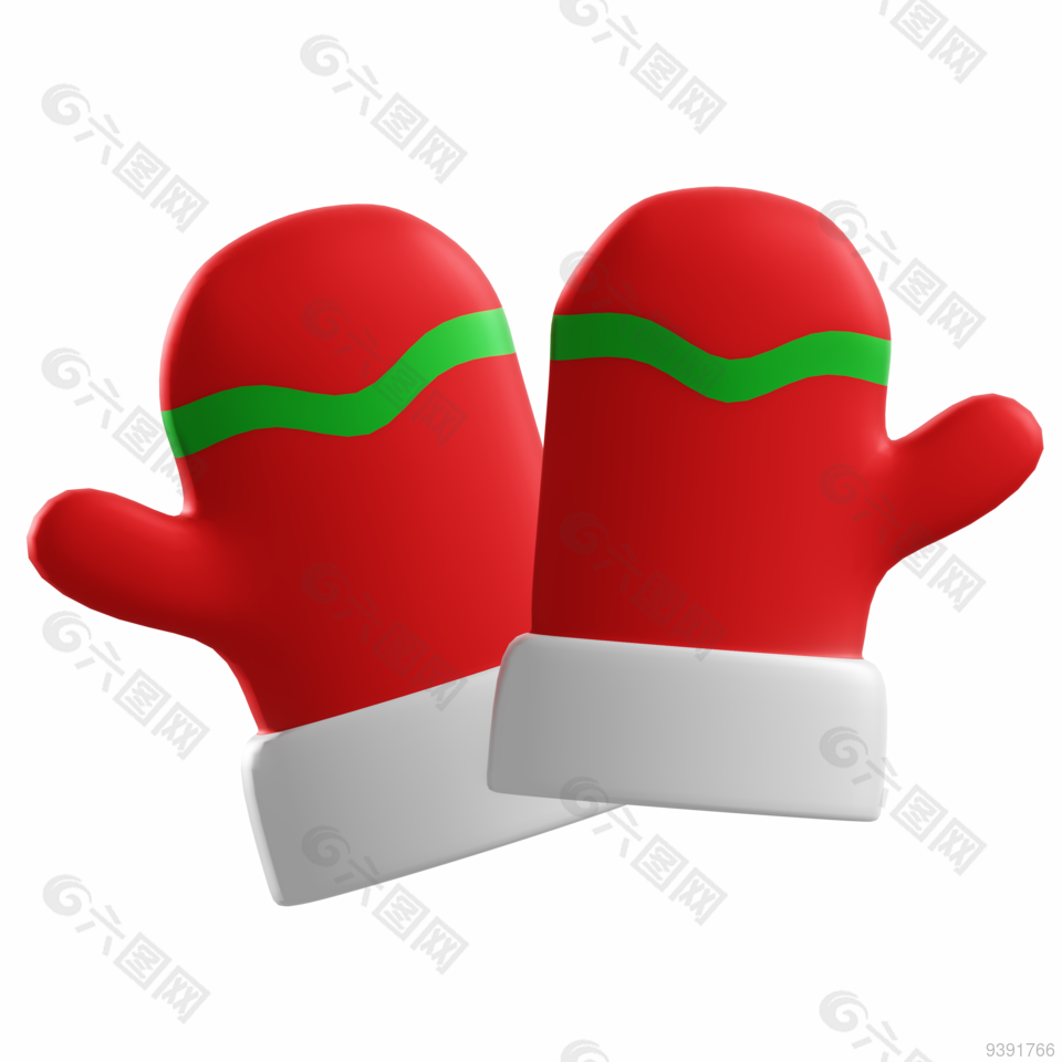 圣诞老人的红色手套素材图片