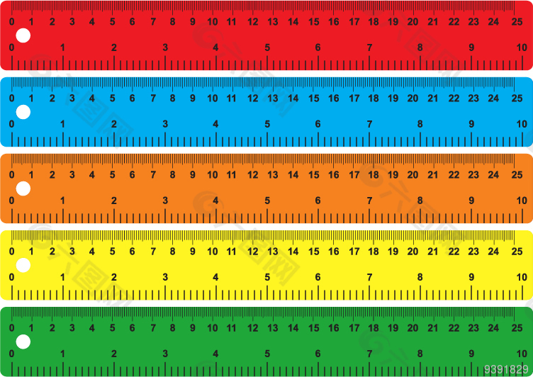 彩色尺子矢量图片素材