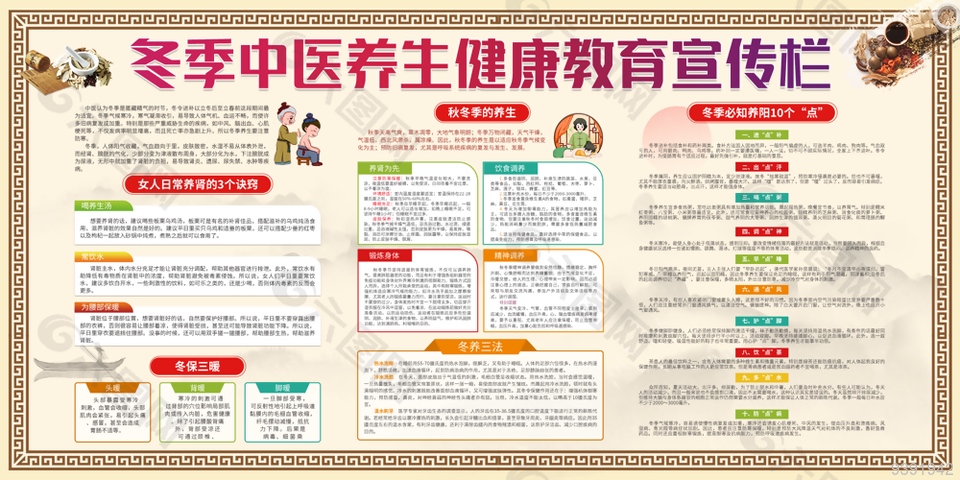 冬季中医养生健康教育宣传栏设计
