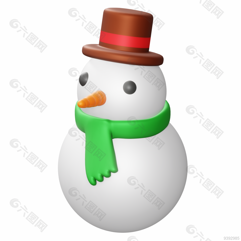冬季小雪人圣诞装饰素材设计