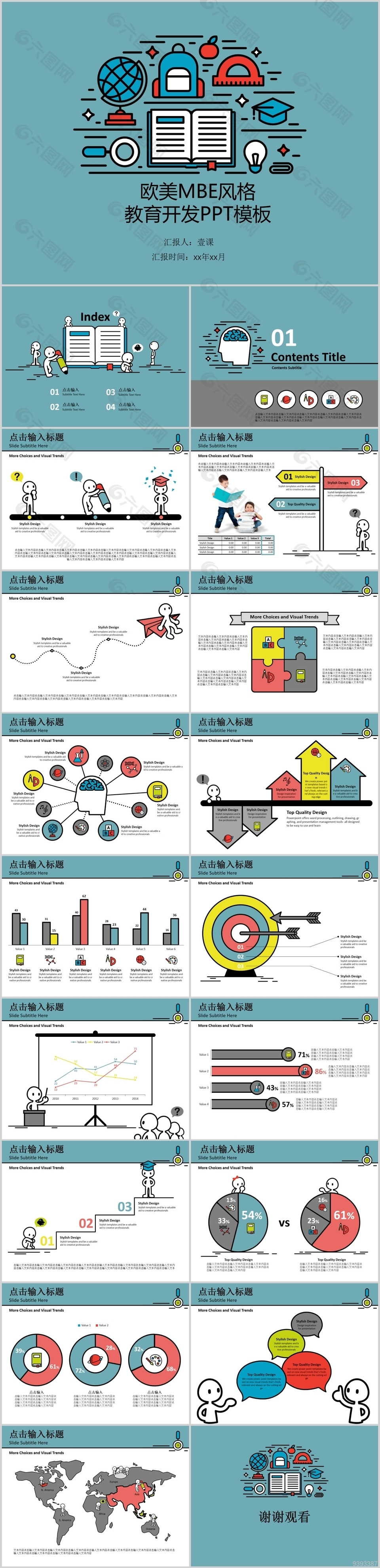 欧美卡通MBE风格教育开发PPT模板