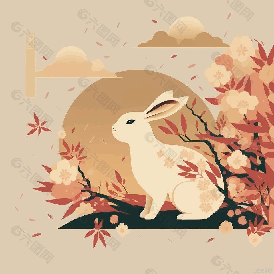 2023兔年元素风景插画设计