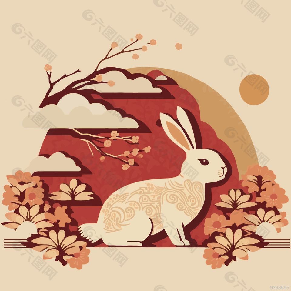 兔年春节主题系列插画模板设计