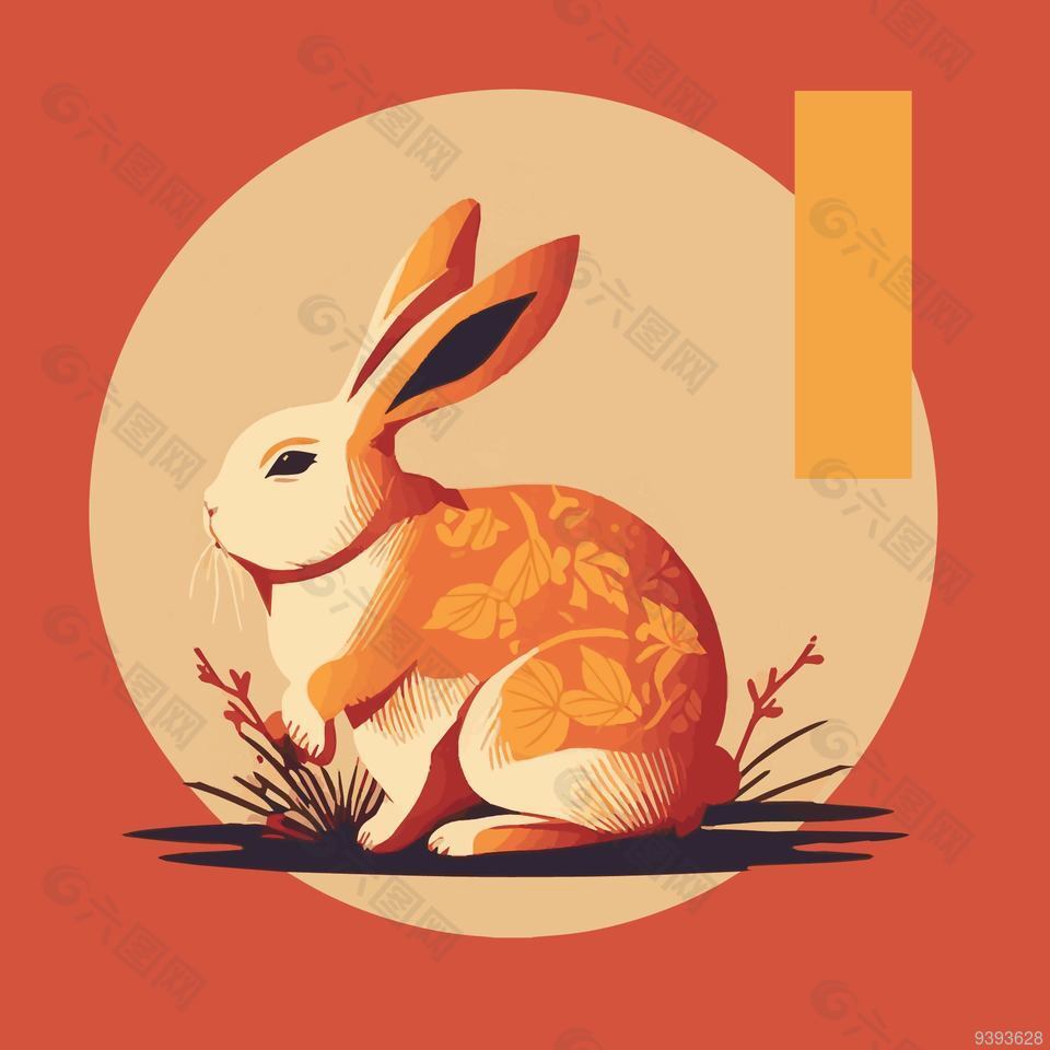 中国传统节日兔年春节主题插画设计