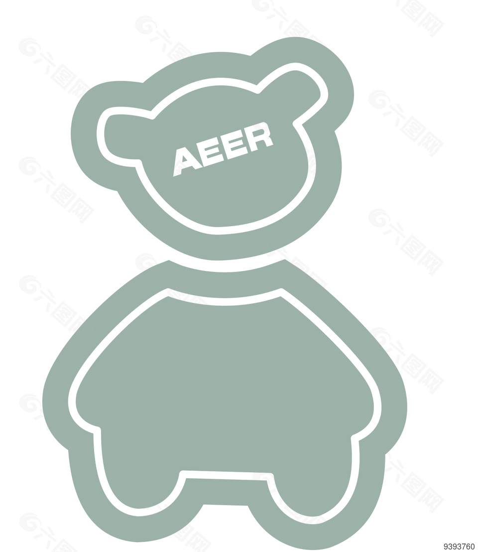 儿童小熊字母绣花效果元素