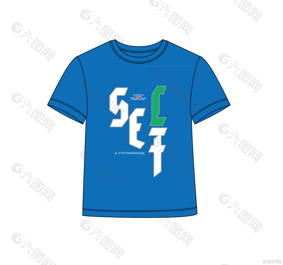 男士印花短袖蓝色T恤样机设计