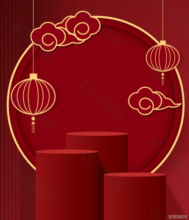 中国风新年展台电商背景图片