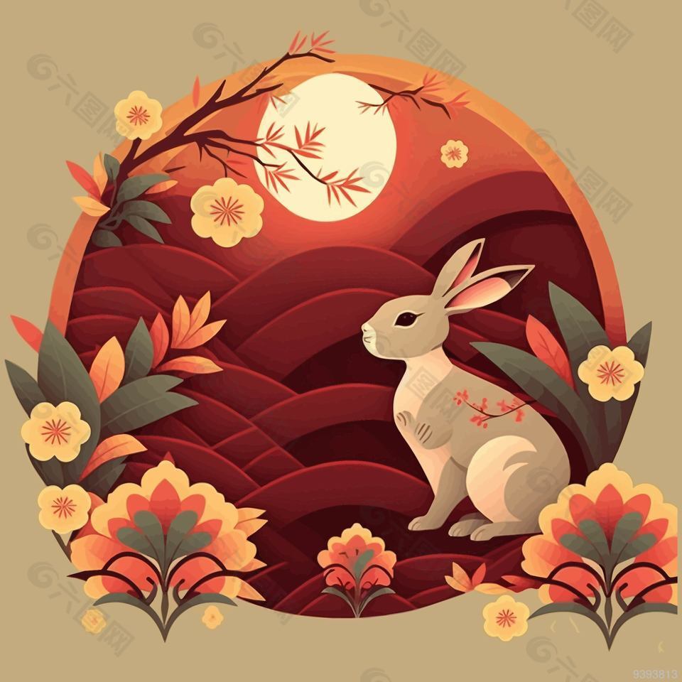 兔年新春创意插画元素设计