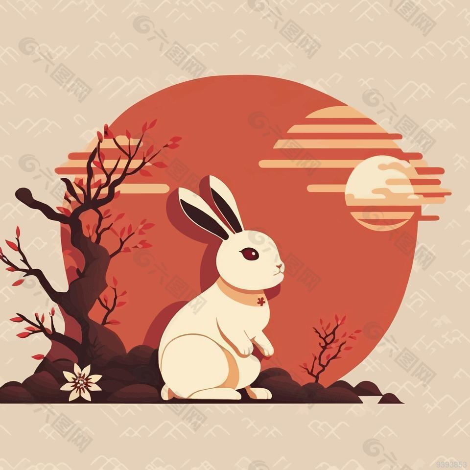 兔年新年创意插画设计元素下载