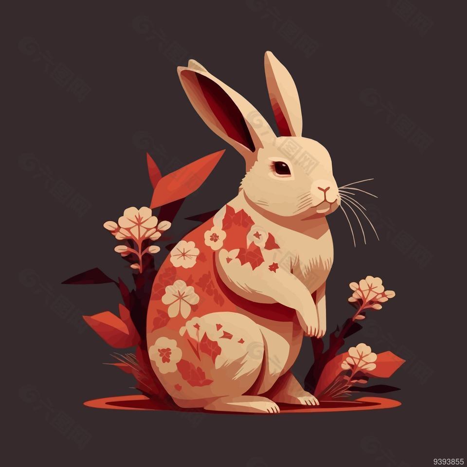 兔年吉祥物可爱兔子绘画作品设计