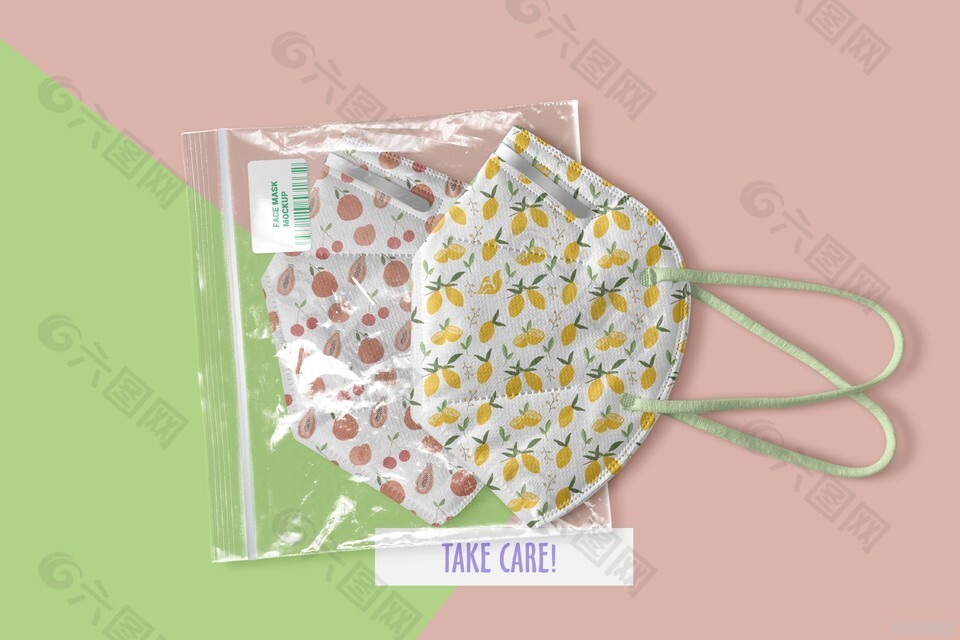 加厚印花图案儿童口罩展示样机模板