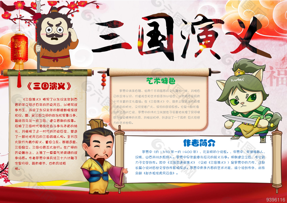 三国演义名著经典读书日手抄报模板下载