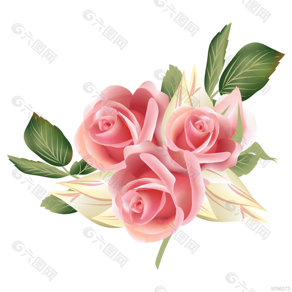 情人节玫瑰花手绘素材图片