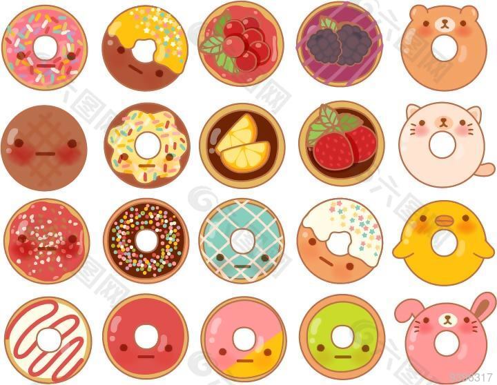 糖果甜甜圈矢量小图标素材图案