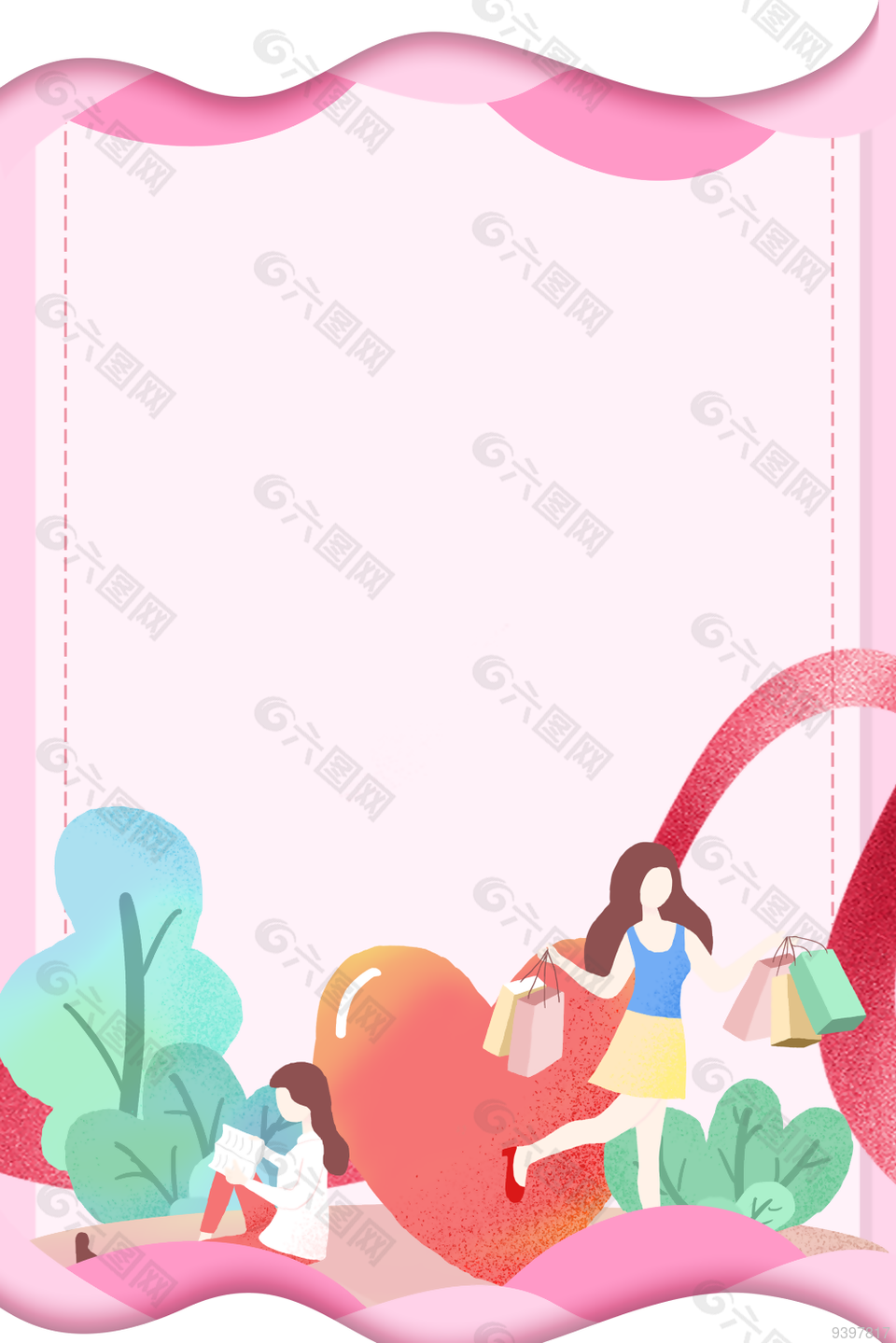 38女神节粉色节日背景图片