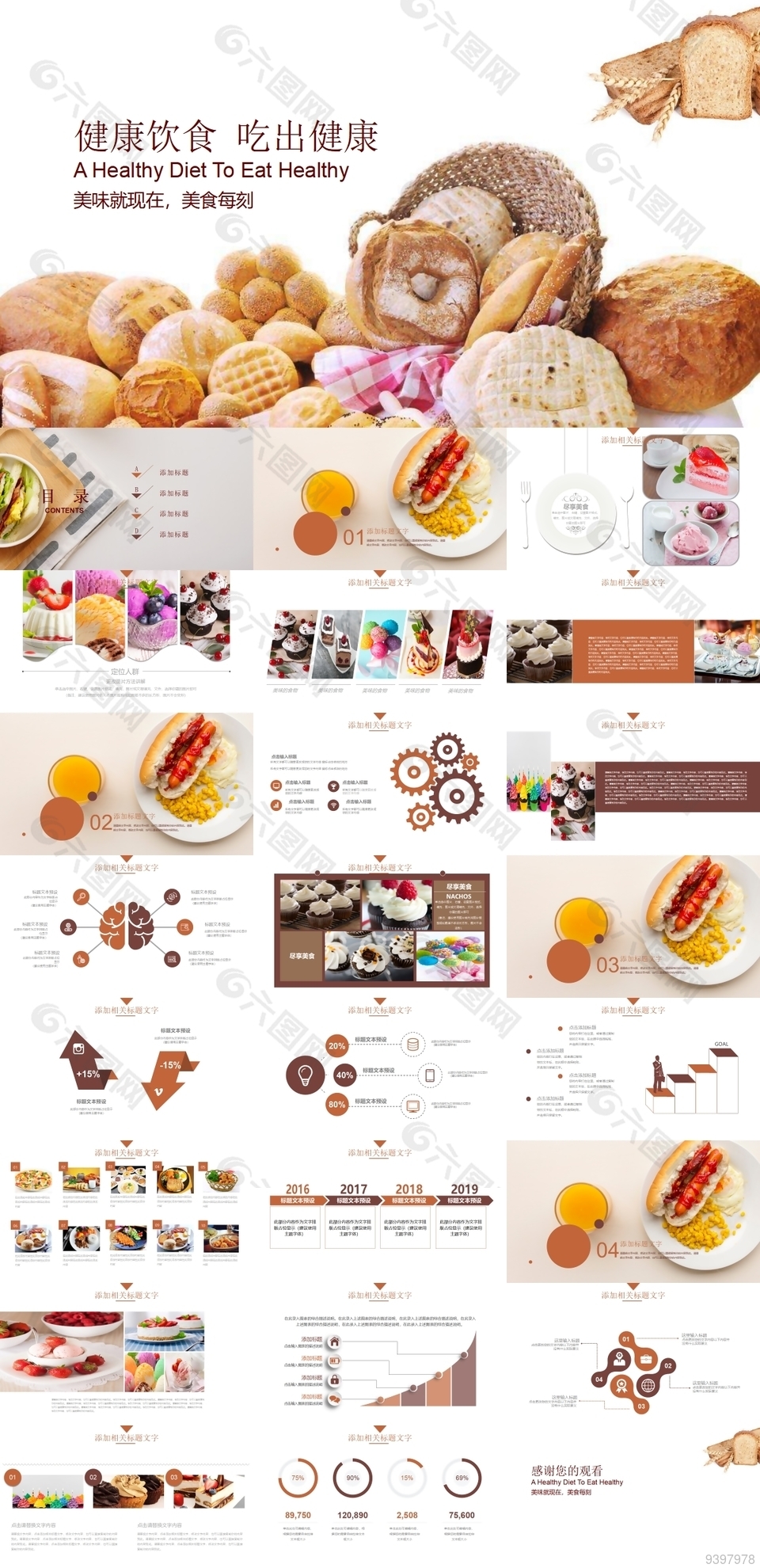 吃出健康美食每刻面包糕点PPT模板