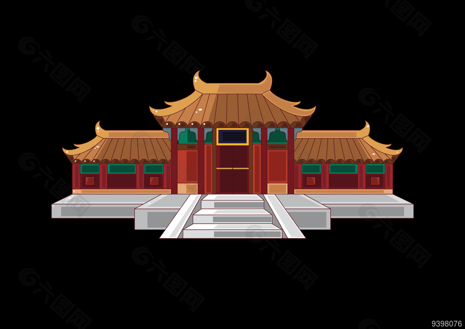 卡通手绘故宫元素图案设计