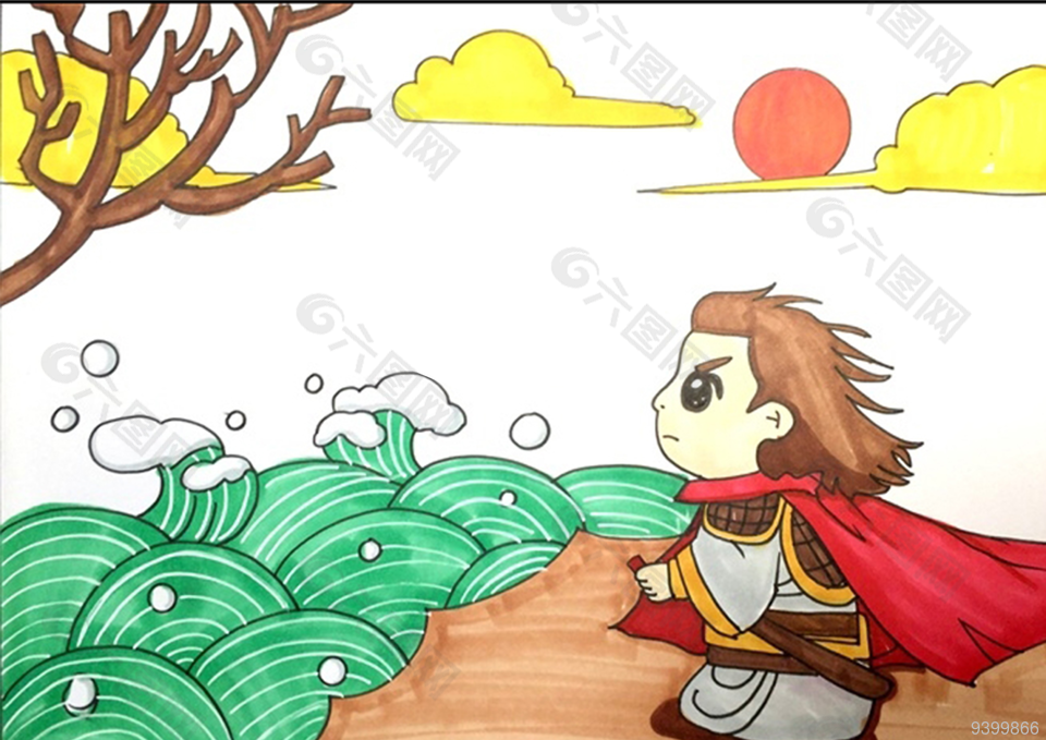 卡通插画夏日绝句配图素材下载