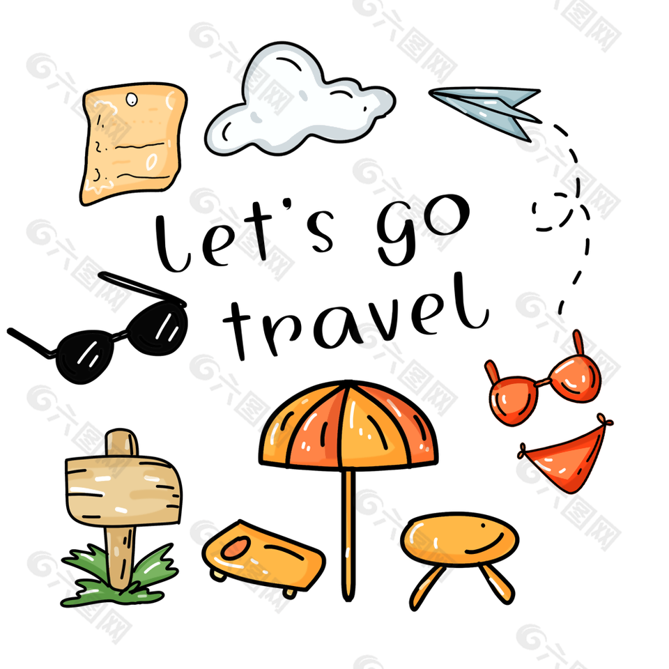 个性旅游度假元素卡通设计