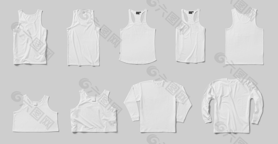 白色文化衫背心合集样机模板展示