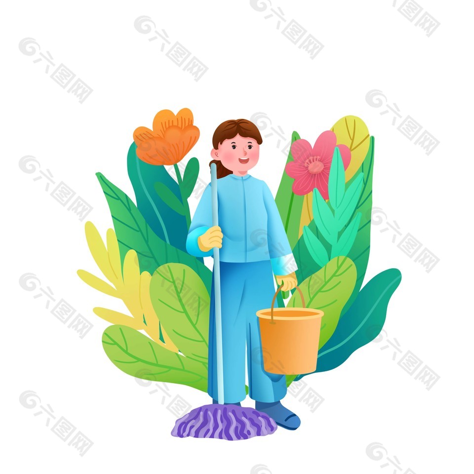 劳动人物插画之清洁工素材图片大全