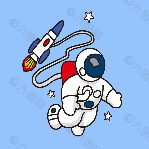 手绘卡通宇航员素材设计下载
