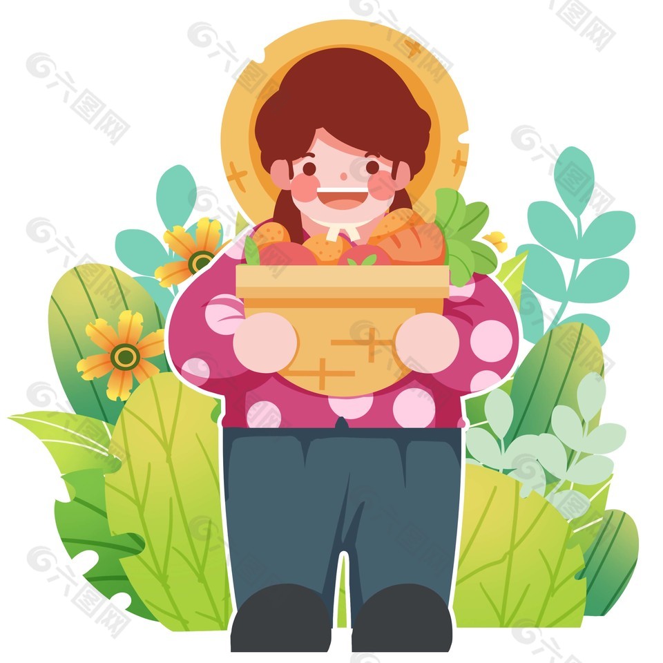 劳动人民卡通人物插画图片下载