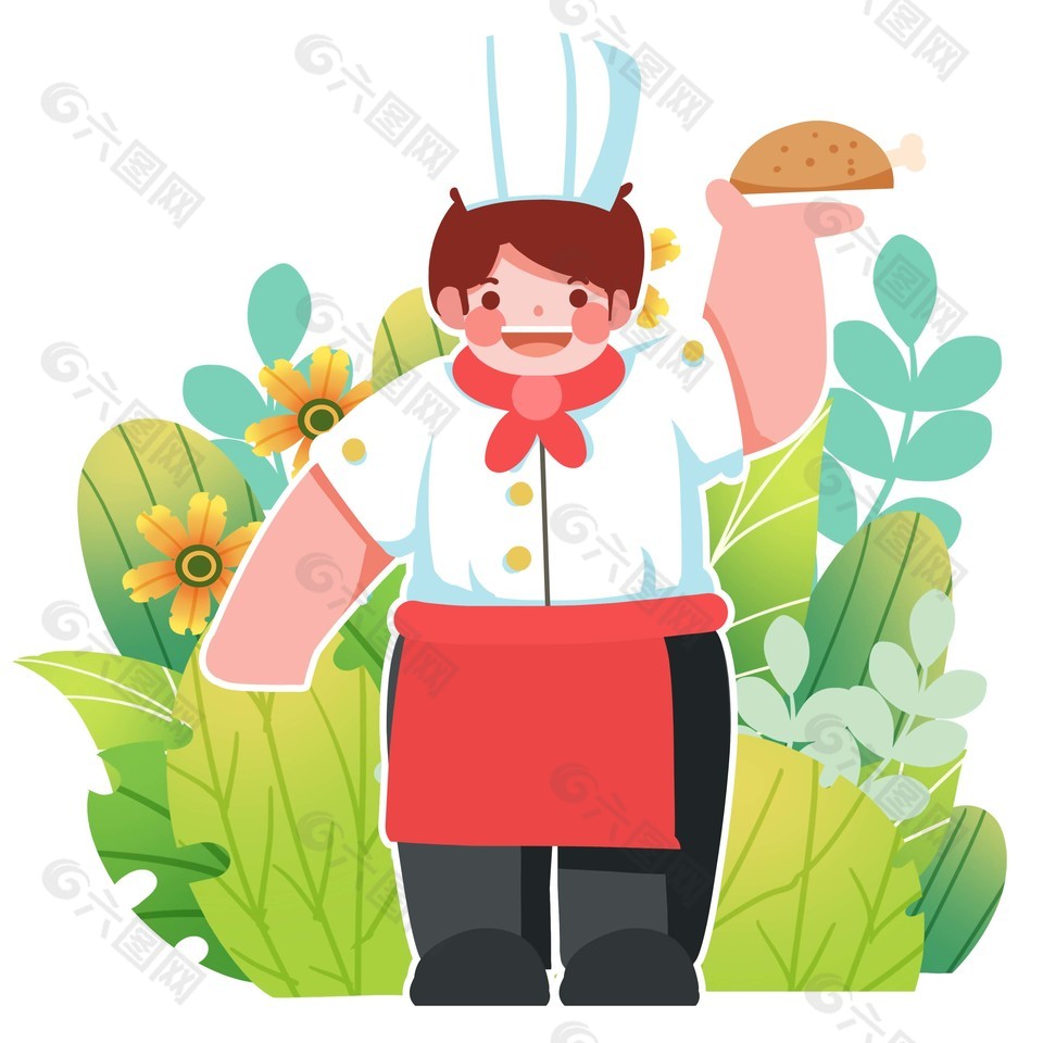 卡通厨师职业人物插画素材下载