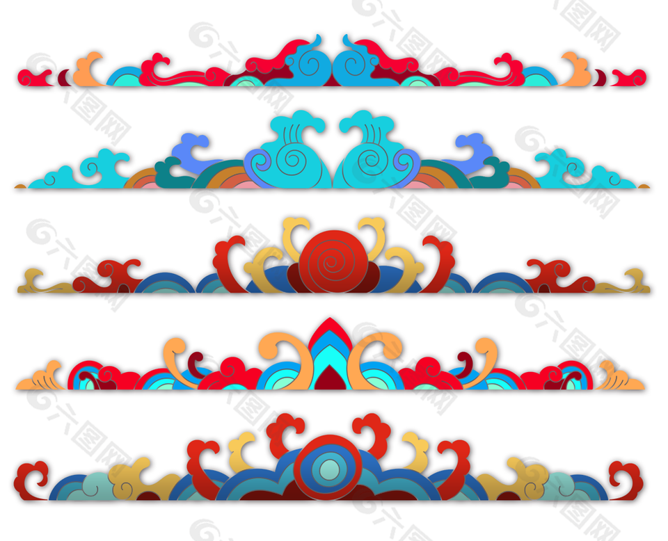 古典中国环纹装饰吉祥云纹素材设计