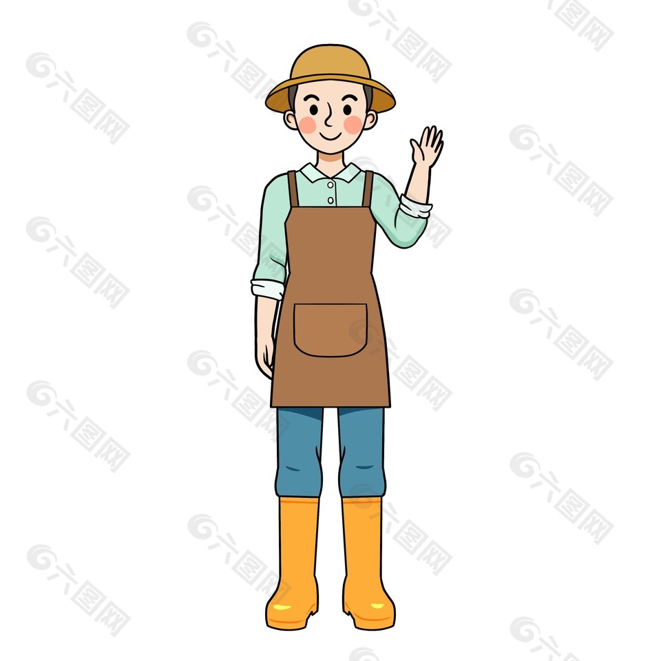 卡通人物园艺师扁平化插画素材下载