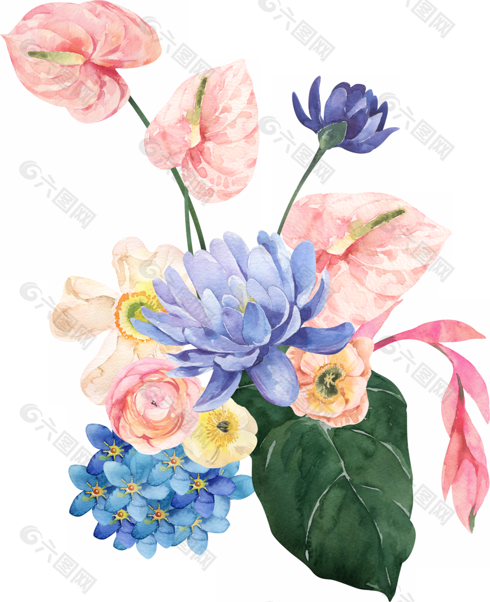 手绘文艺花卉花朵图案素材