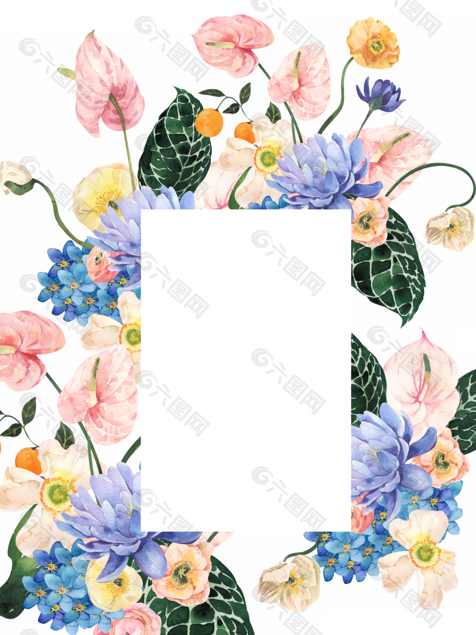 清新花卉边框矢量素材图片