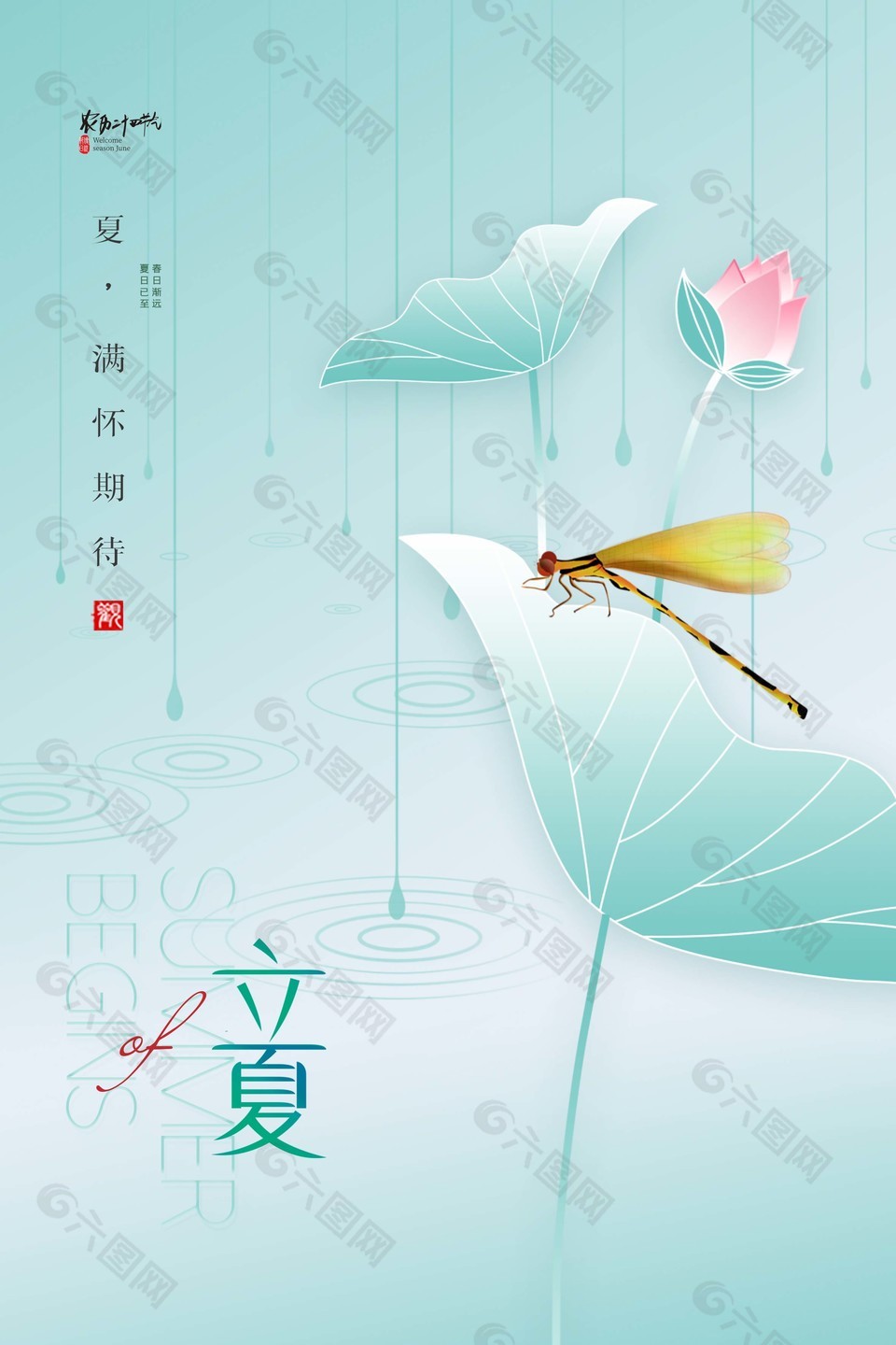 中式立夏手机海报素材下载
