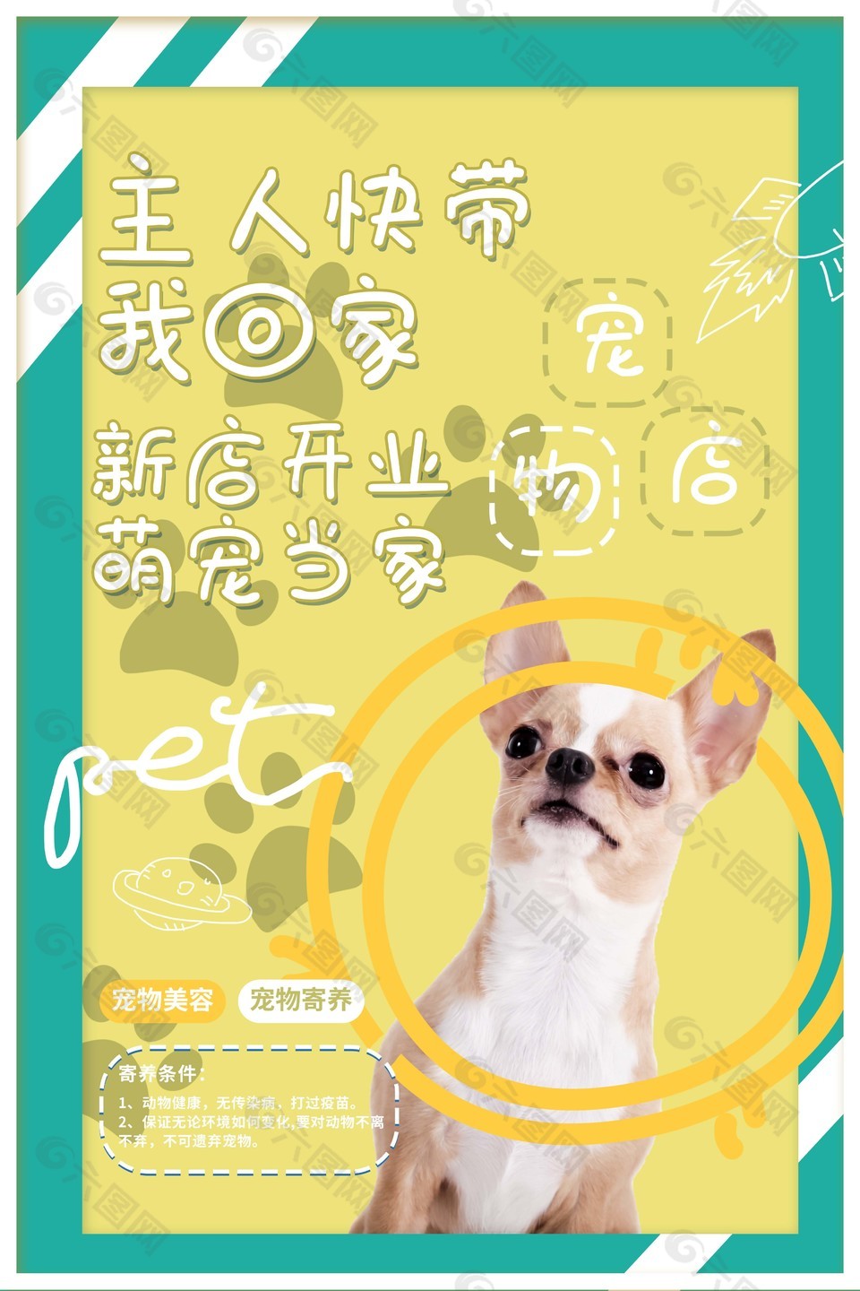 简约宠物店开业宣传海报图片下载