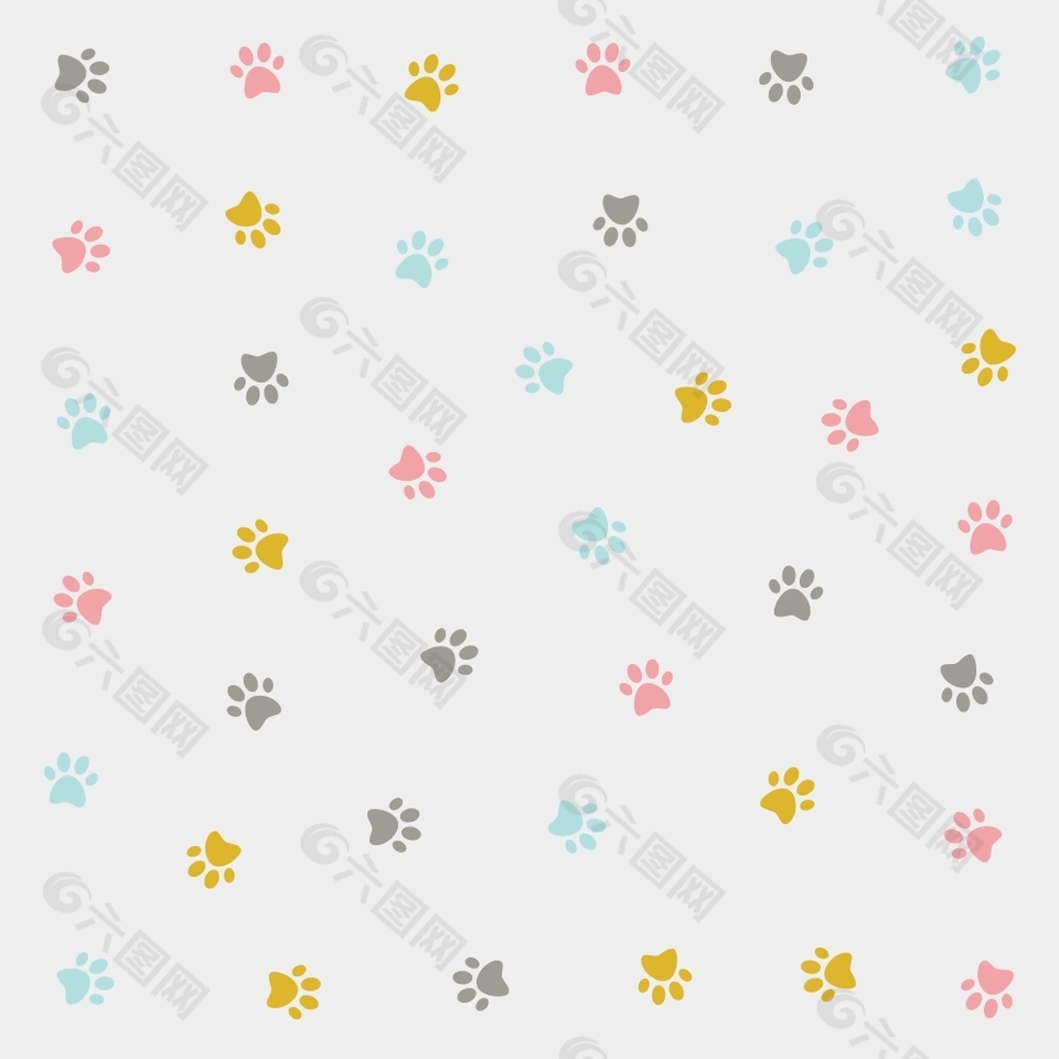 可爱猫爪印矢量图