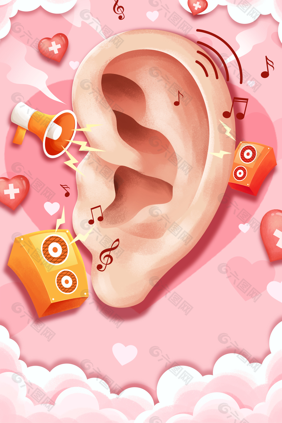 耳朵听音乐背景素材