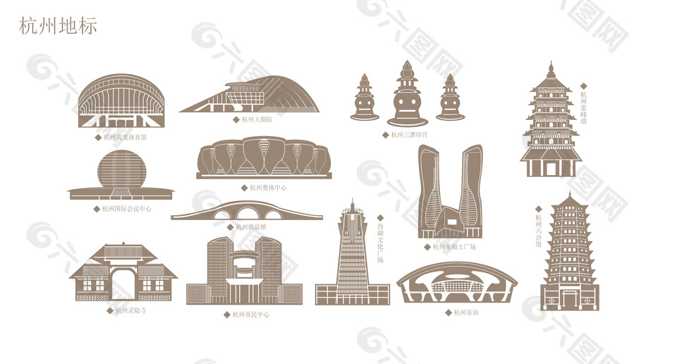 杭州旅游景点地标建筑图片大全