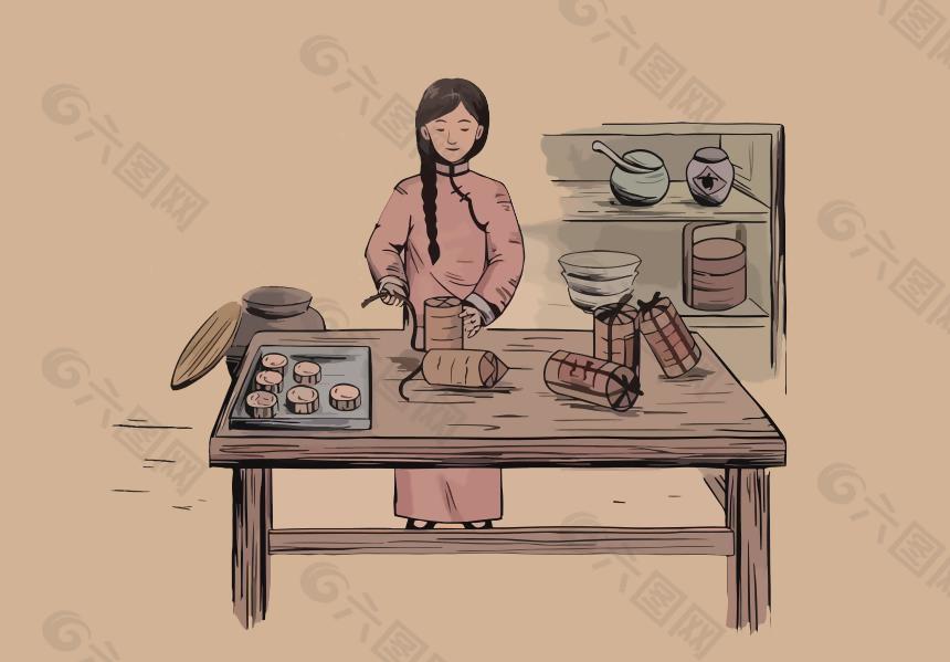 复古典雅月饼包装图设计