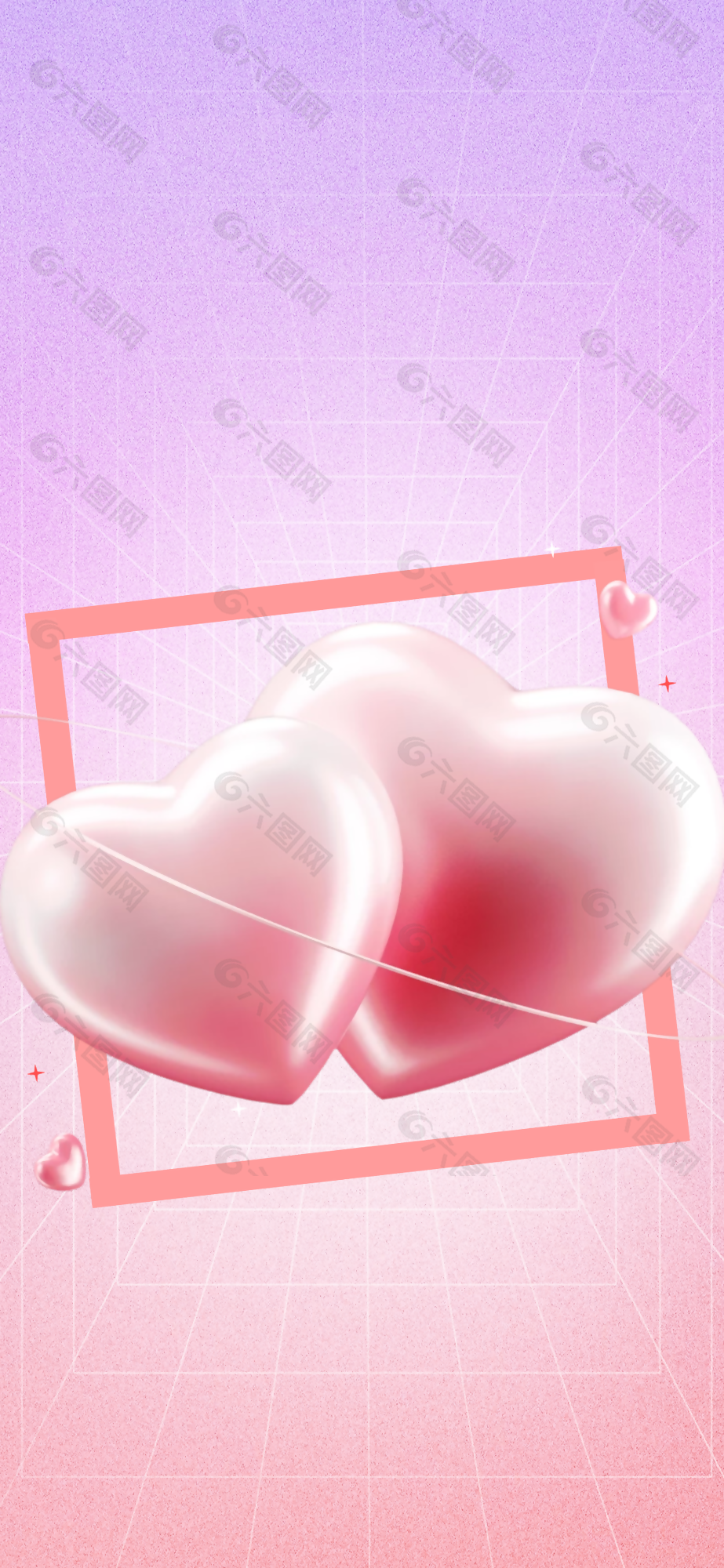 浪漫唯美渐变情人节C4D爱心素材下载