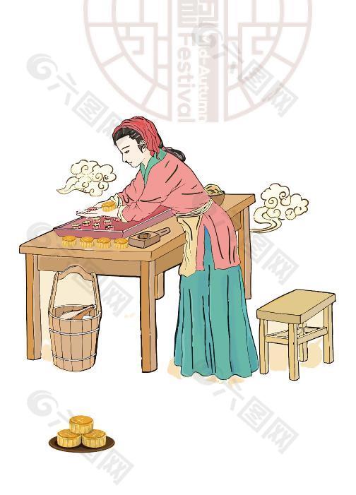 中秋节做月饼素材设计