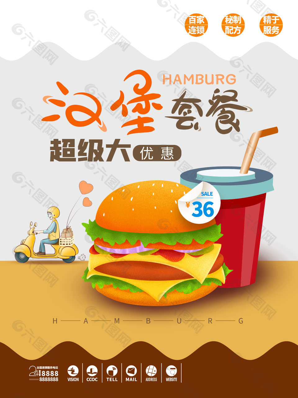 快餐厅汉堡套餐海报宣传