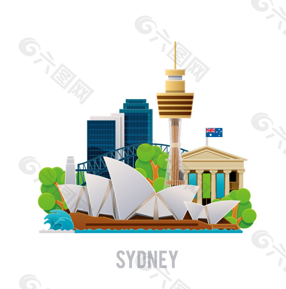世界旅游城市澳大利亚标志性建筑素材图片