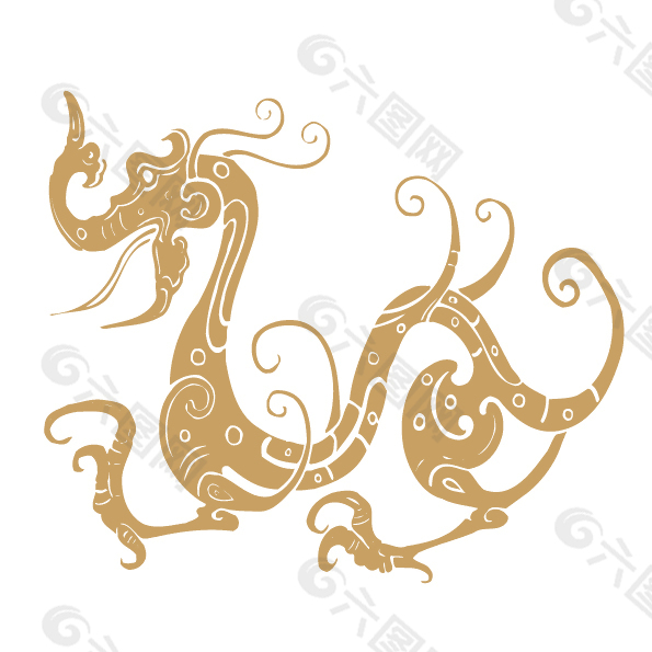 简单线条龙纹样式图