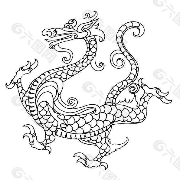 复古中式龙图腾元素