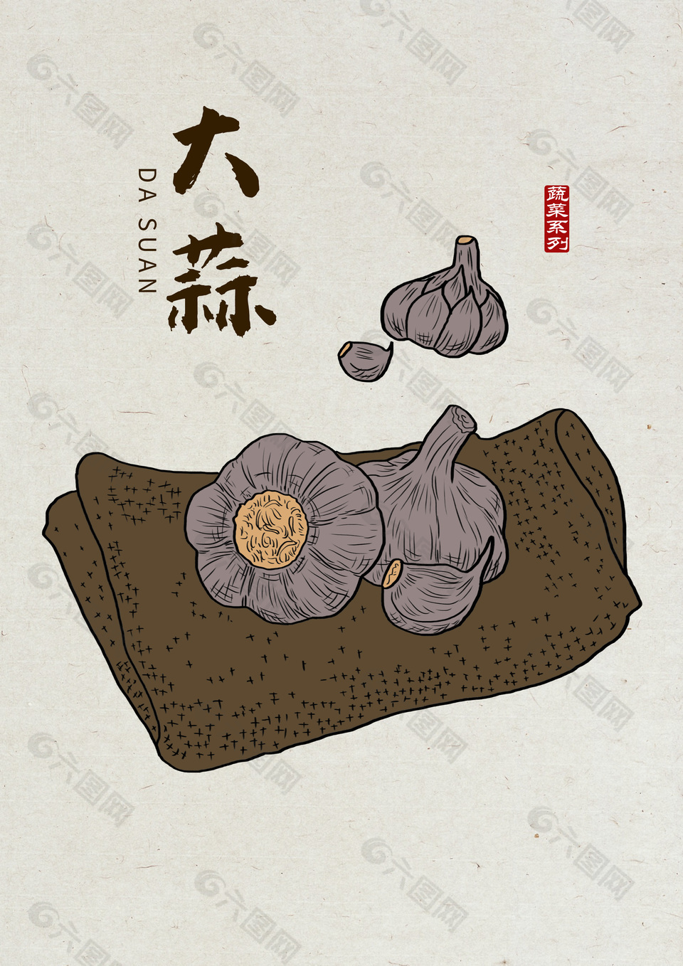 大蒜蔬菜插画设计