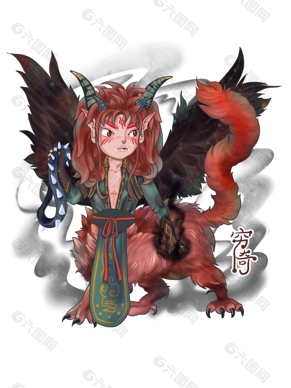 山海经凶兽穷奇插画