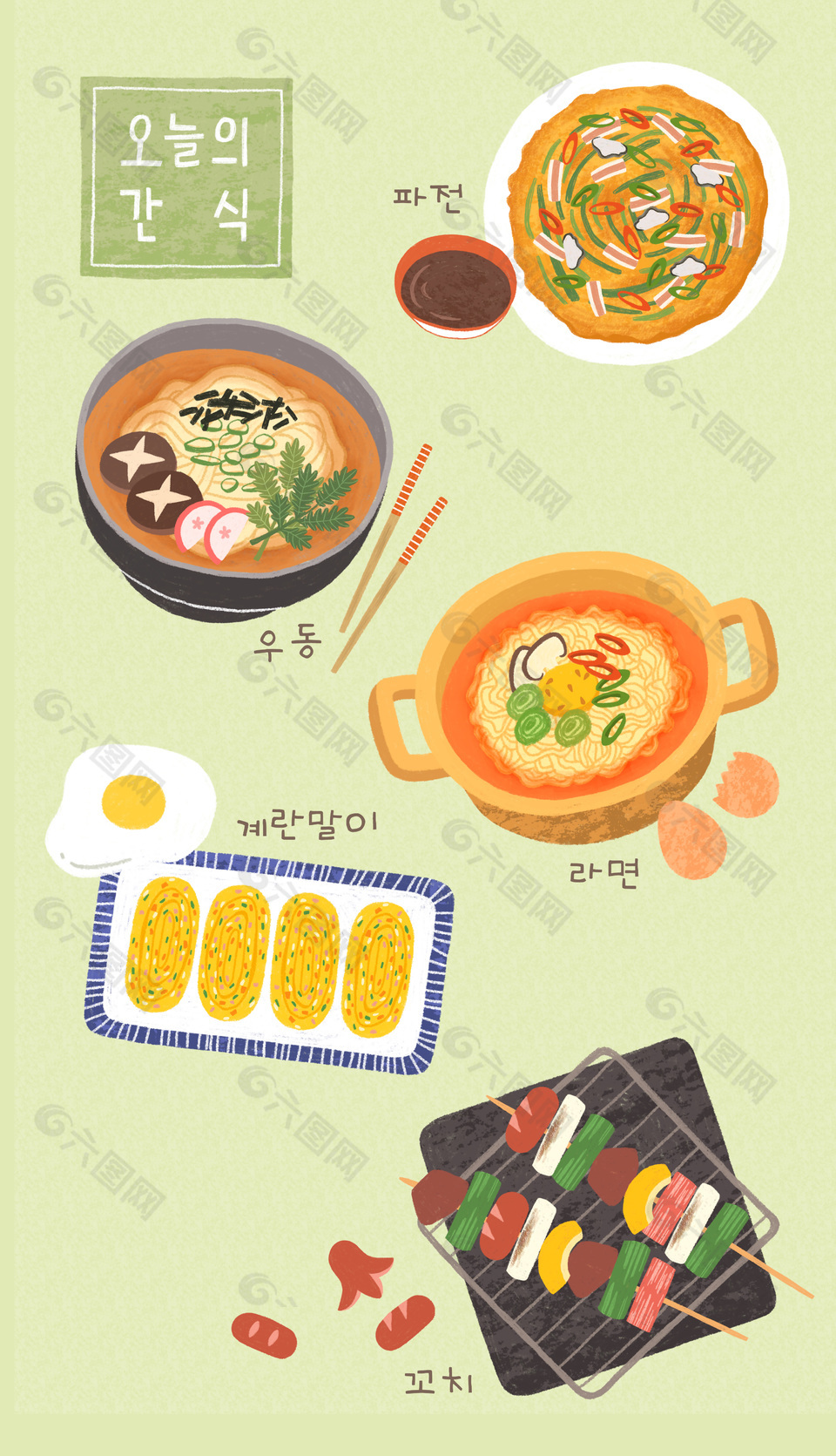 美味韩式美食插画设计