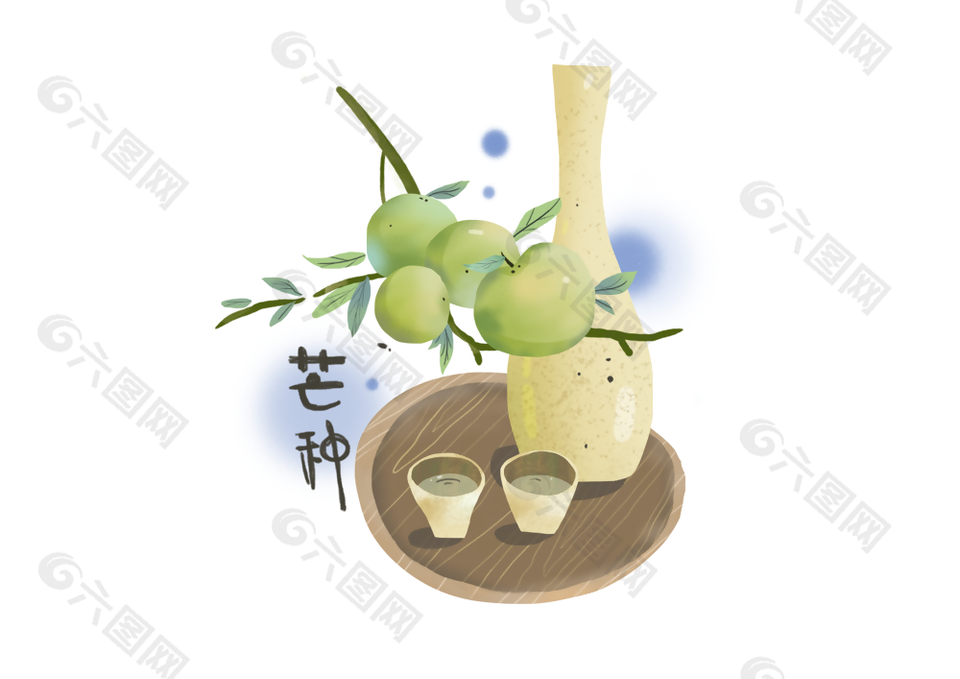质感手绘插画风中国传统节气芒种素材下载