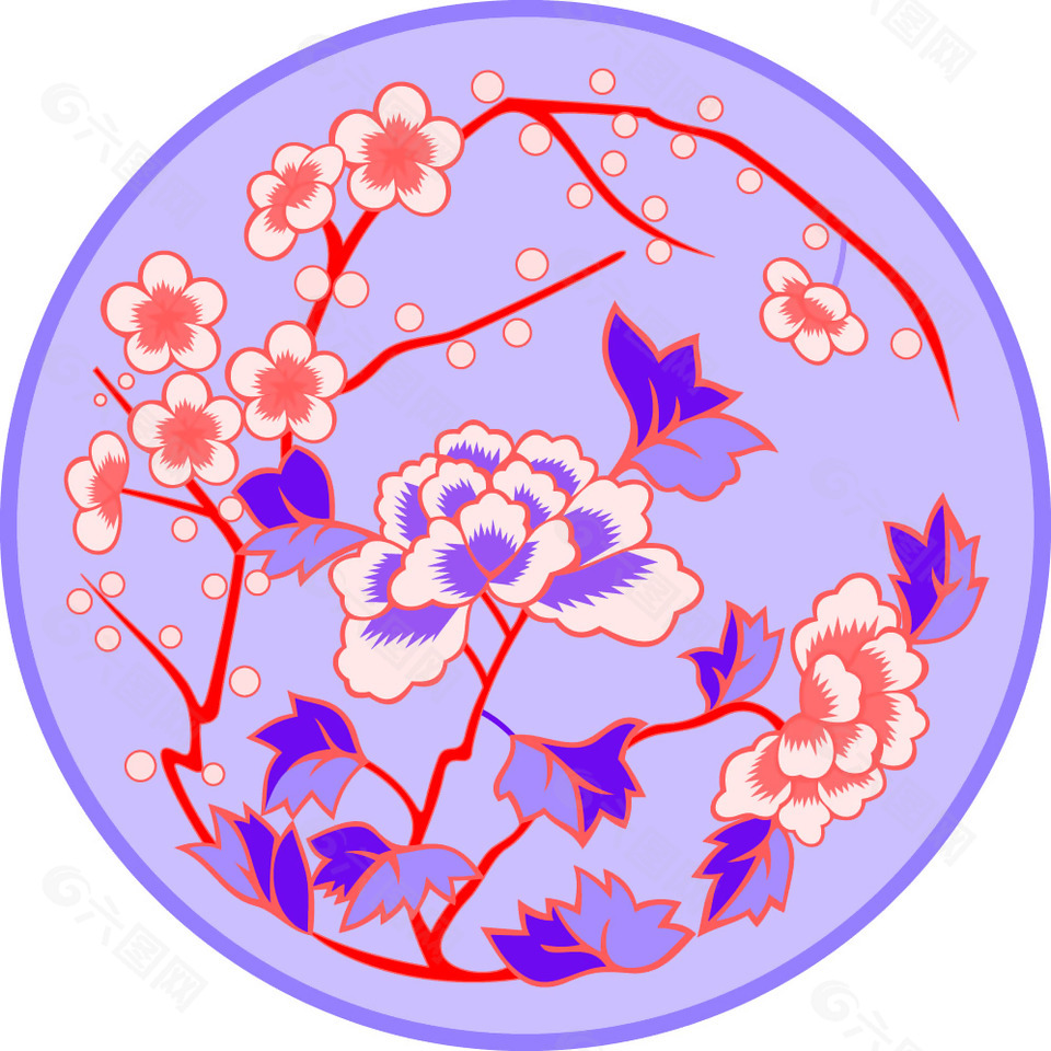 紫色典雅刺绣花纹